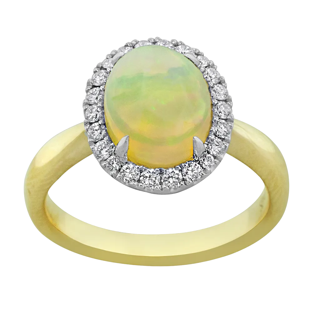 0.36CT DIAMOND 1.75CT OPAL RING