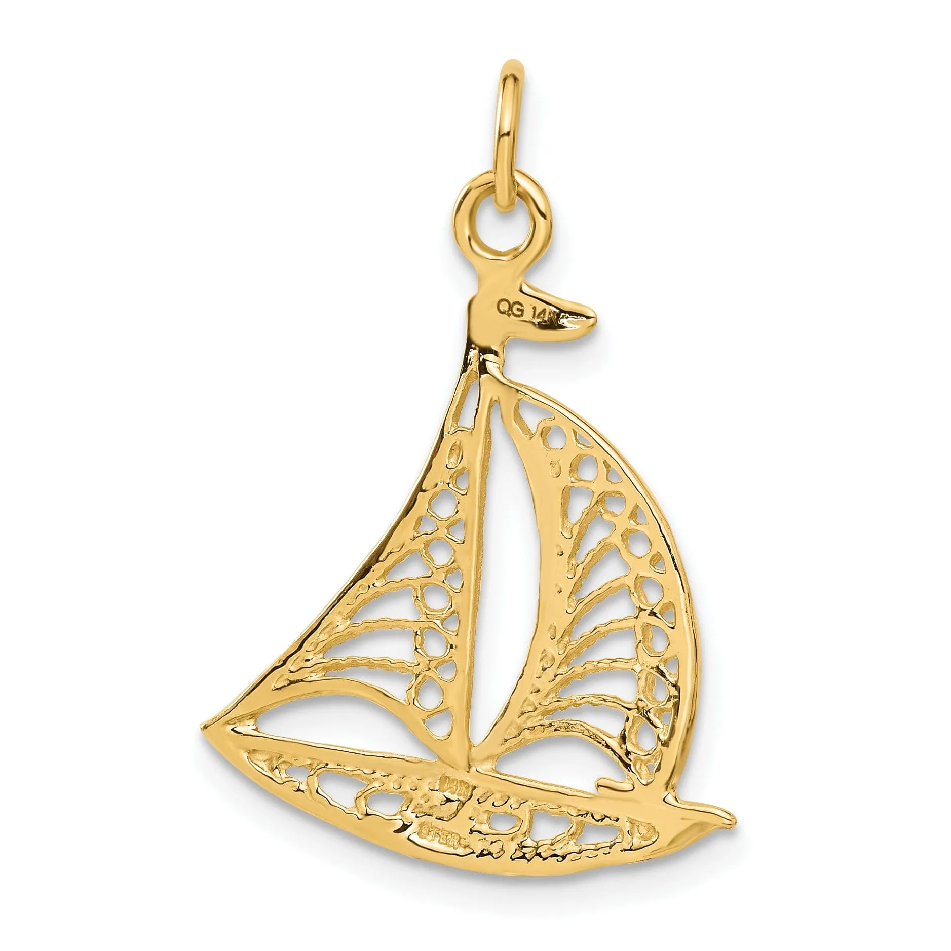 14k Yellow Gold Sailboat Charm