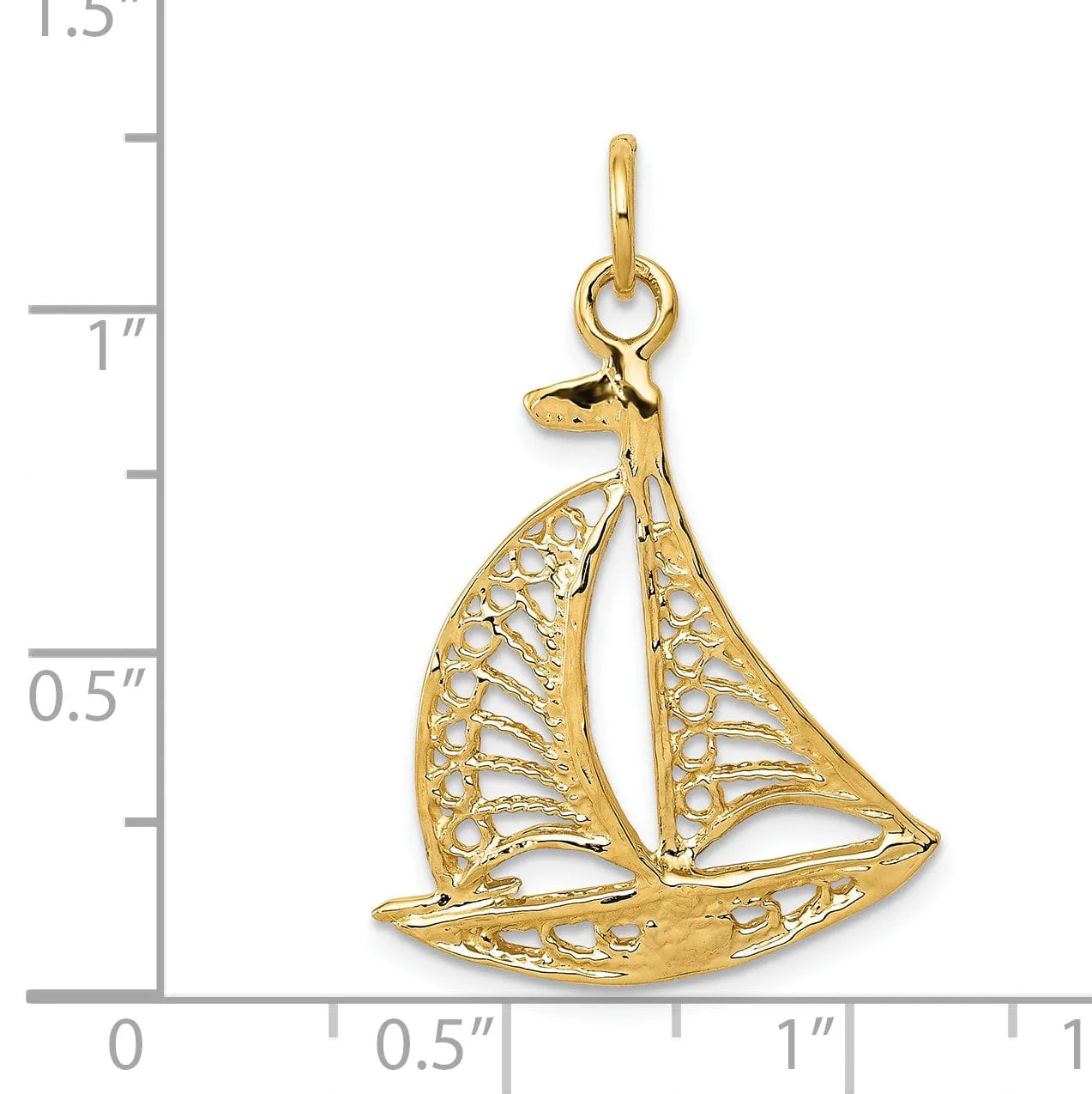 14k Yellow Gold Sailboat Charm