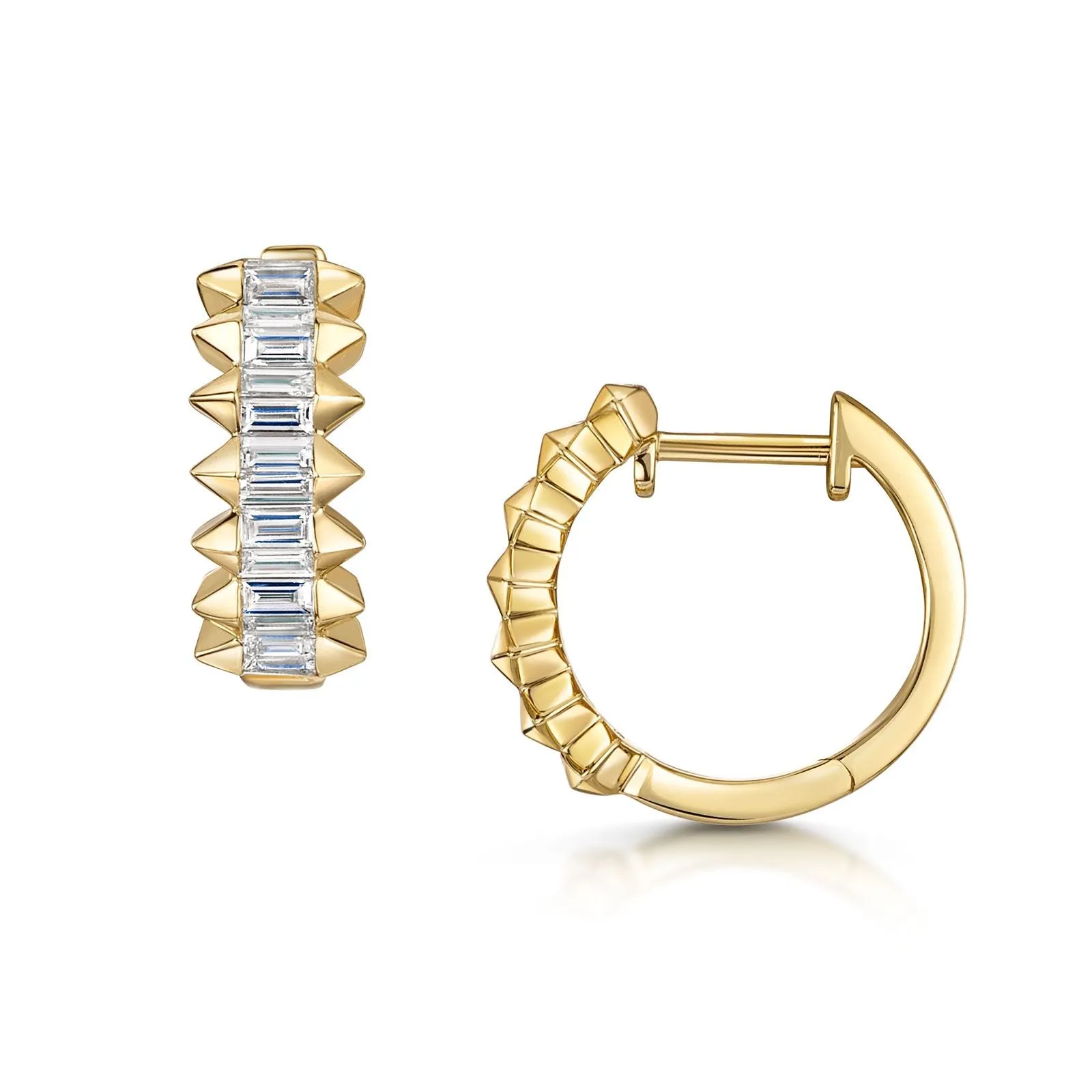 18ct Yellow Gold Baguette-Cut Diamond Hoop Earrings 0.85ct