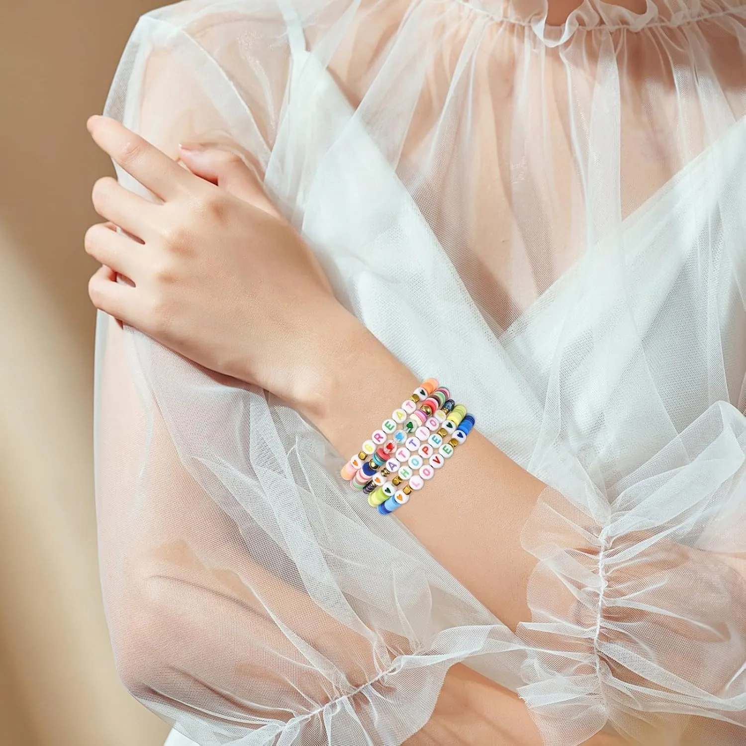 30/20 Pcs Friendship Bracelets Beaded Bracelets Clay Bracelets Seed Bead Bracelets Stackable Elastic Bracelet Boho Bracelets Set Women Beach Bracelets Gift Jewelry