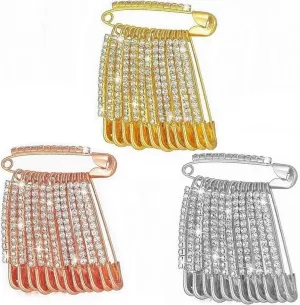 36pcs Rhinestone Safety Saree Pin Brooches Sweater Shawl Clips Scarf wedding Pleats Pins For Women - 3 Sets Skirts Dress Clothes Lapel Hat Accessories (Bulk safety Pins)