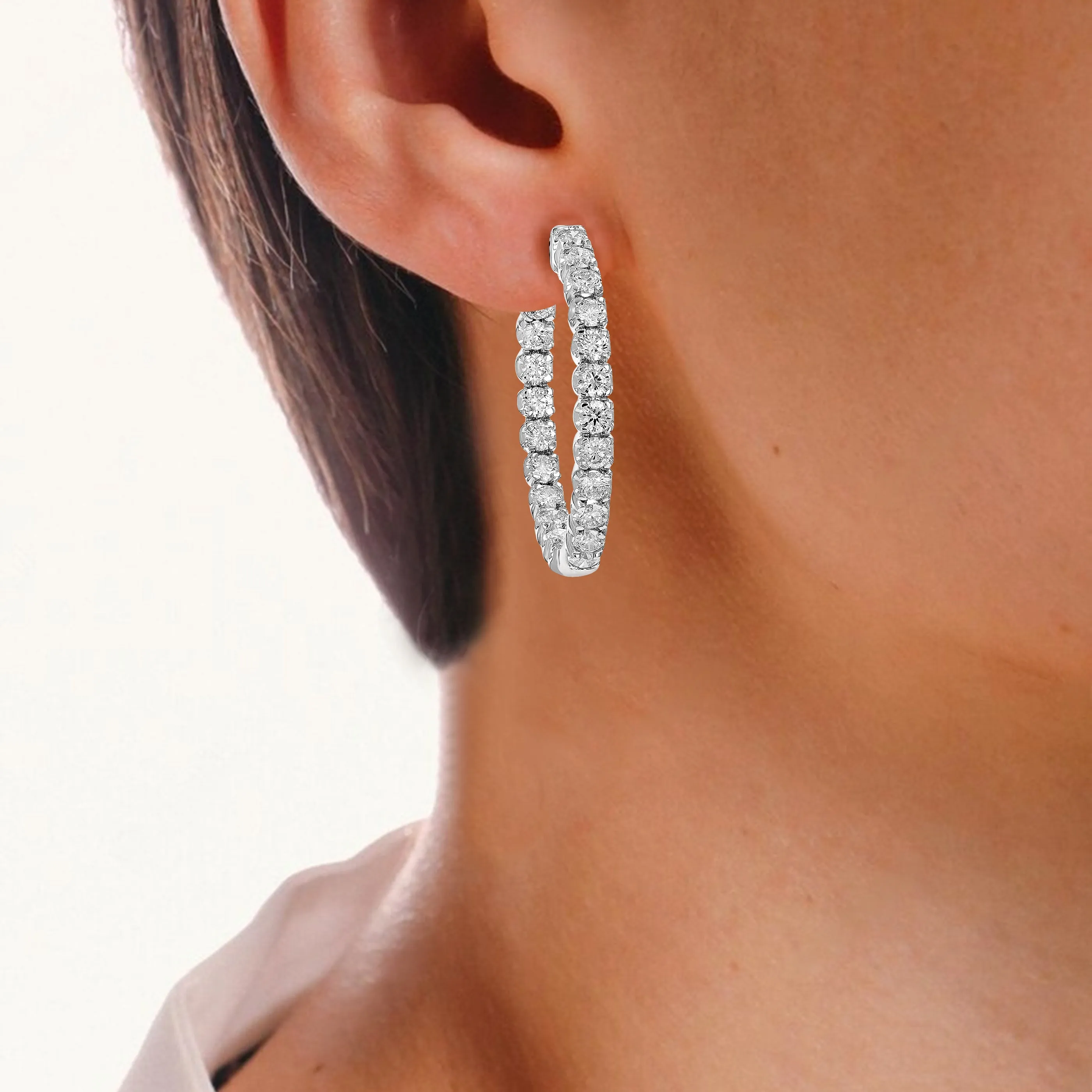4 cttw Inside Out Lab Grown Diamond Hoop Earrings in 14K Gold