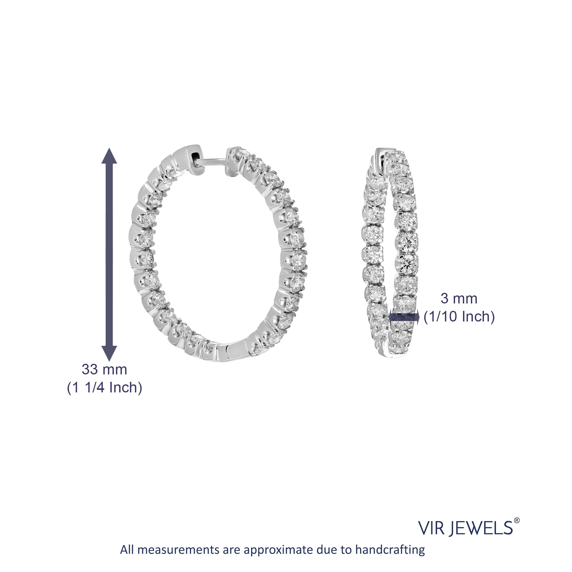 4 cttw Inside Out Lab Grown Diamond Hoop Earrings in 14K Gold