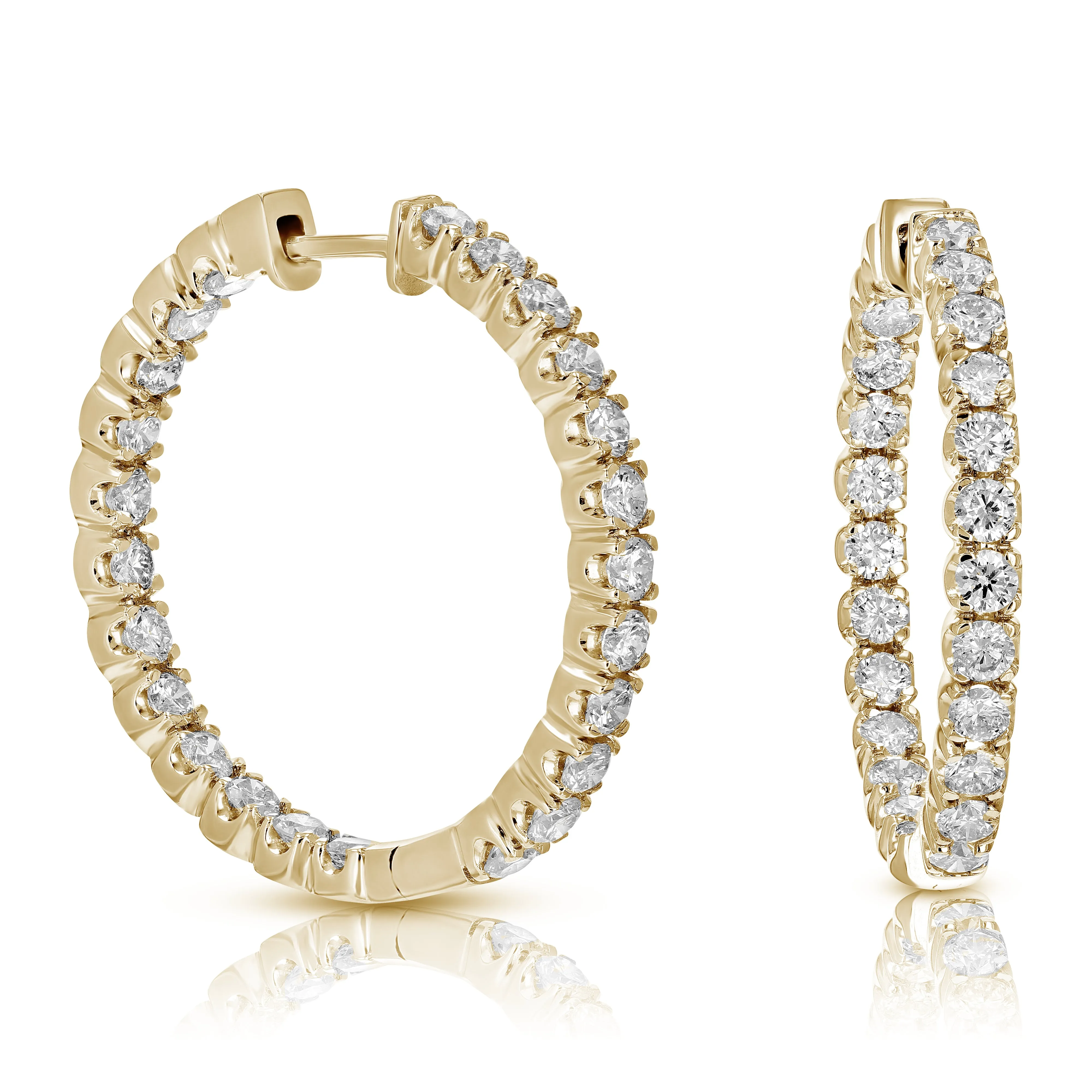 4 cttw Inside Out Lab Grown Diamond Hoop Earrings in 14K Gold