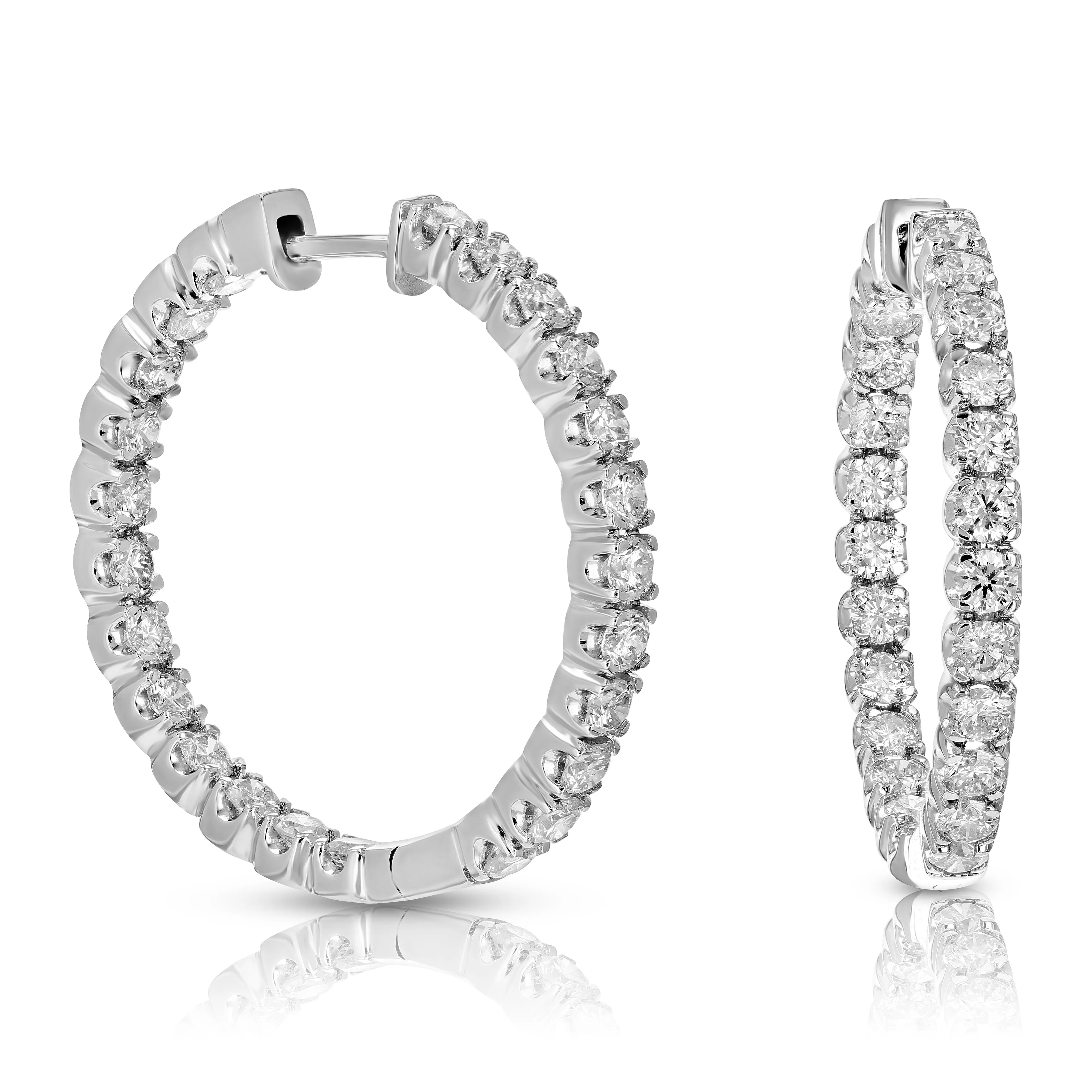 4 cttw Inside Out Lab Grown Diamond Hoop Earrings in 14K Gold