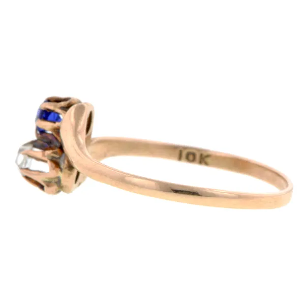 Antique Rose Cut Diamond & Sapphire Moi et Toi Ring