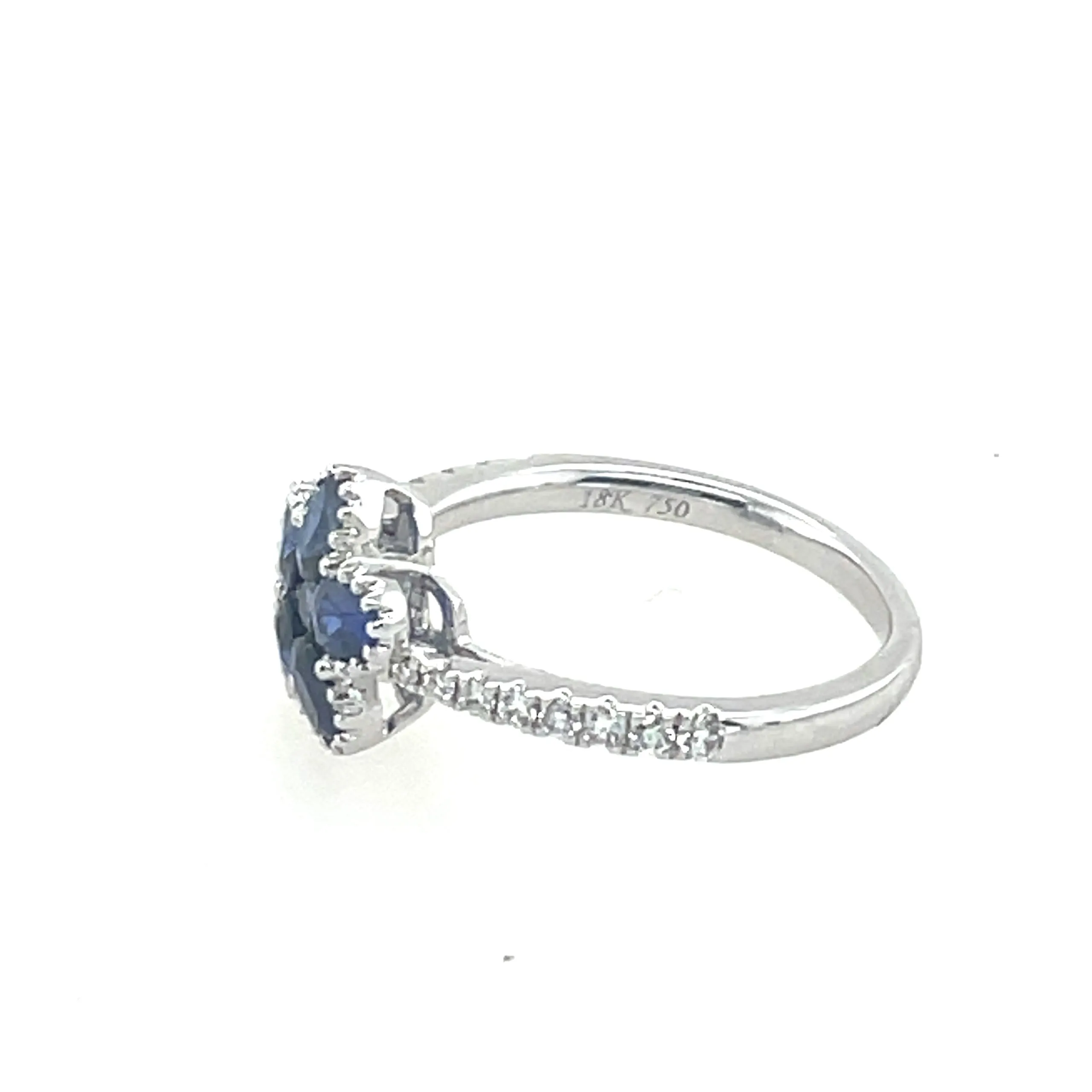 Blue Sapphire Diamond Flower Ring