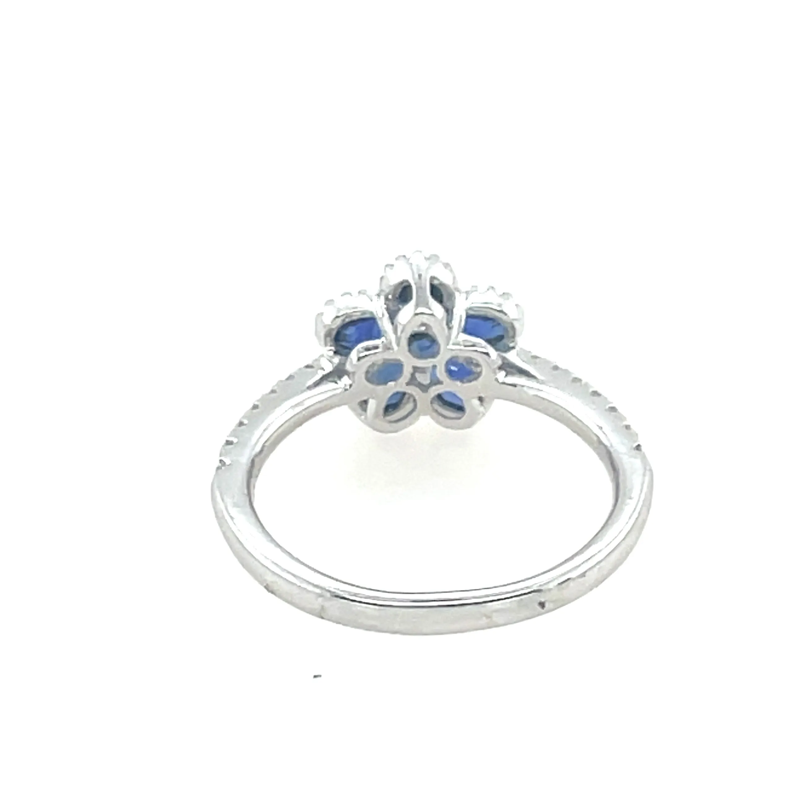 Blue Sapphire Diamond Flower Ring