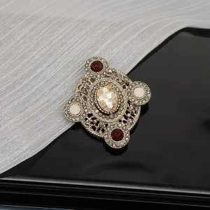 Boho Vintage Rhinestone Brooch Pin for Women Girls Antique Gold Accessories Elegant Dress Suit Bouquet Baroque Crystal Pearl Victorian Brooches Lapel Pins Wedding Festival Ornament Jewelry