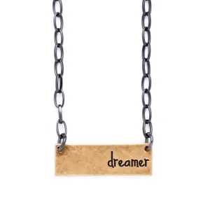 Bops "Dreamer" Personality Etched Bar Necklace