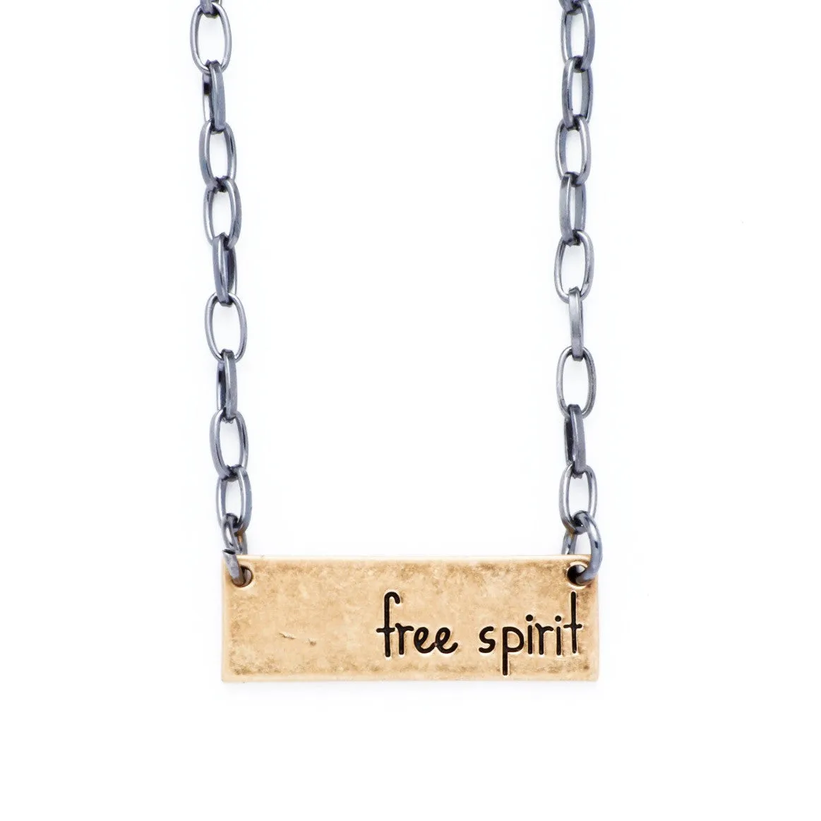 Bops "Free Spirit" Personality Etched Bar Necklace
