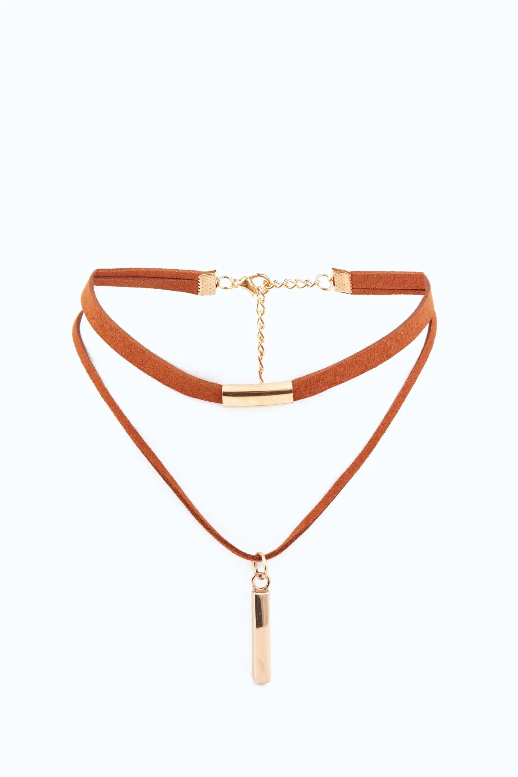 Brown/Gold Two Row Velvet Choker