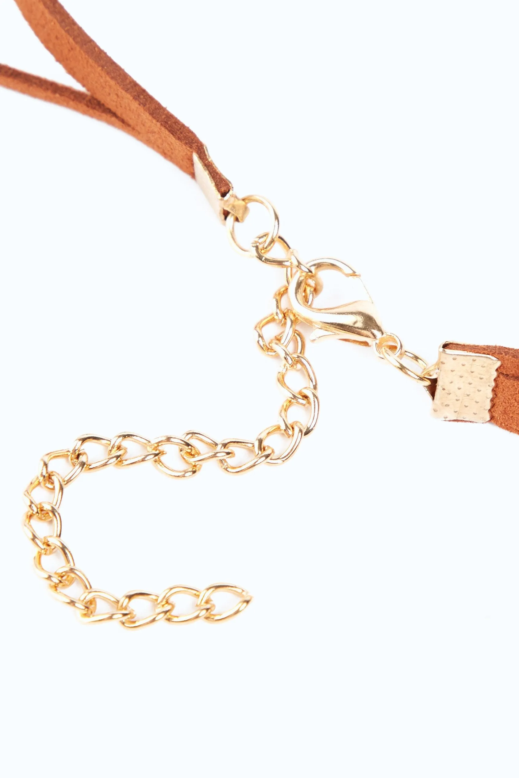 Brown/Gold Two Row Velvet Choker