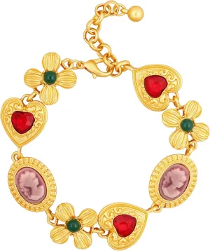 Colorful Byzantine Medieval Renaissance Bold Chunky Costume Statement Link Bracelet for Women