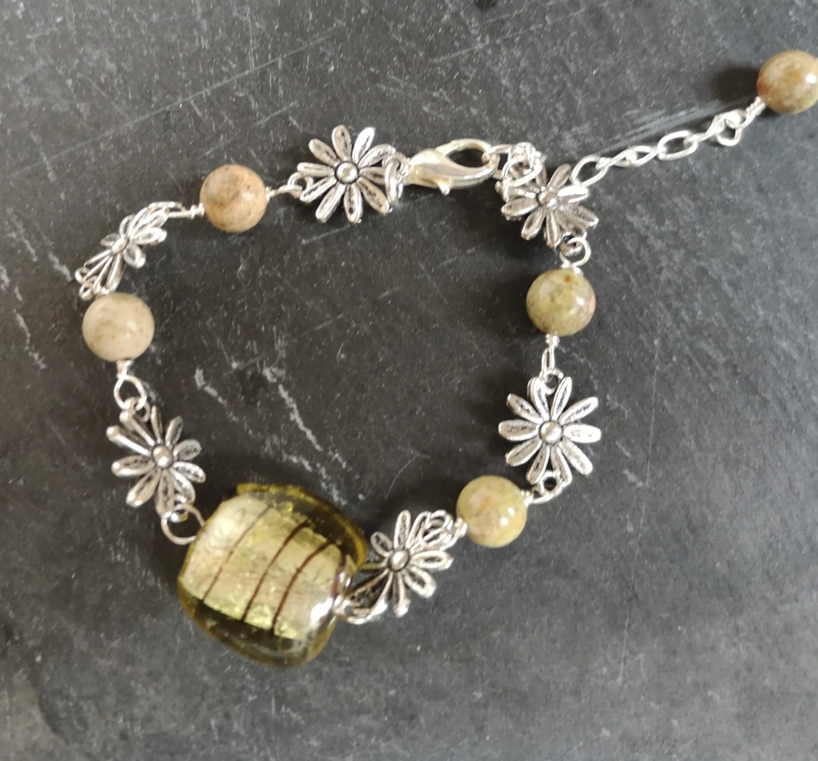 Daisy chain Bracelets, handmade with glass or gemstone beads,