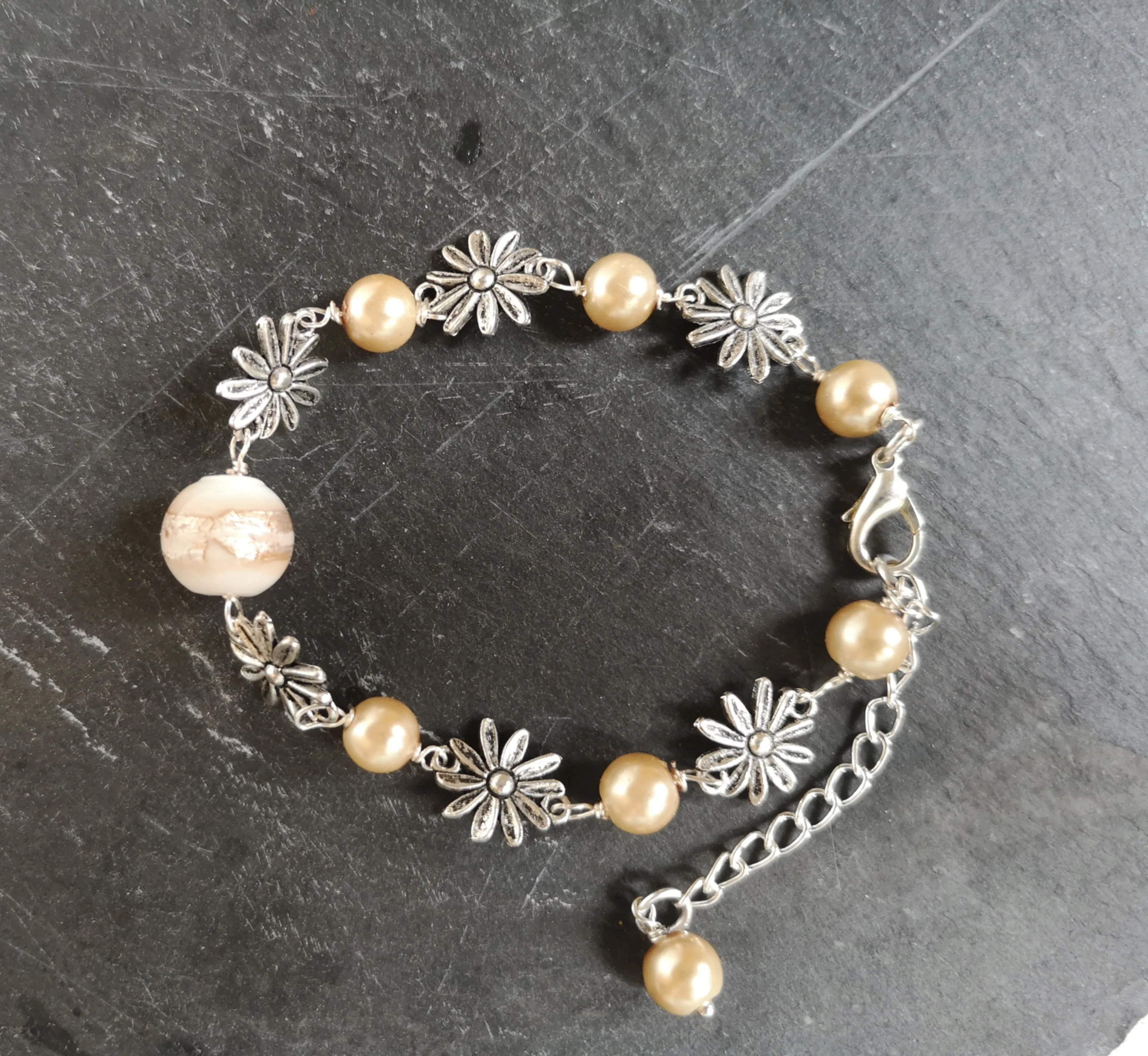 Daisy chain Bracelets, handmade with glass or gemstone beads,