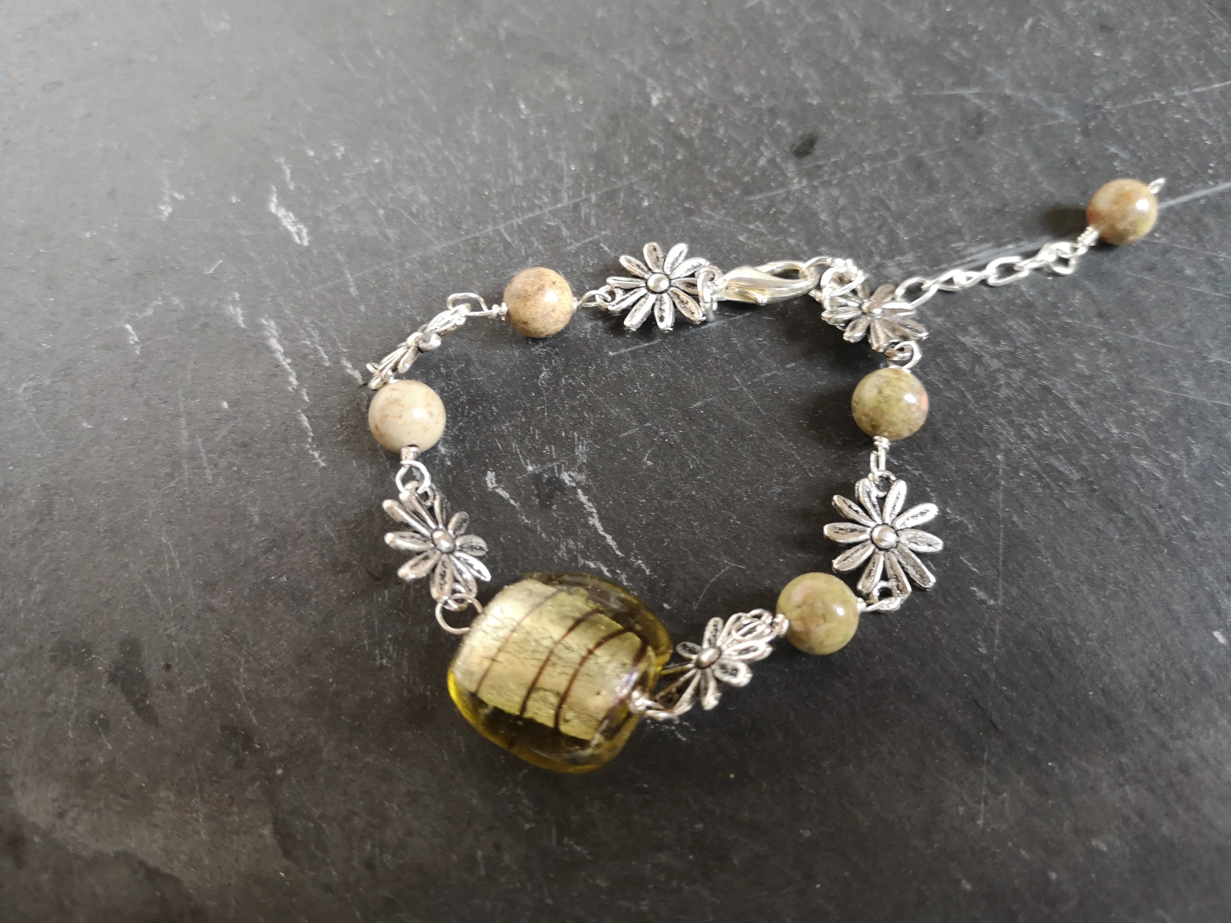 Daisy chain Bracelets, handmade with glass or gemstone beads,