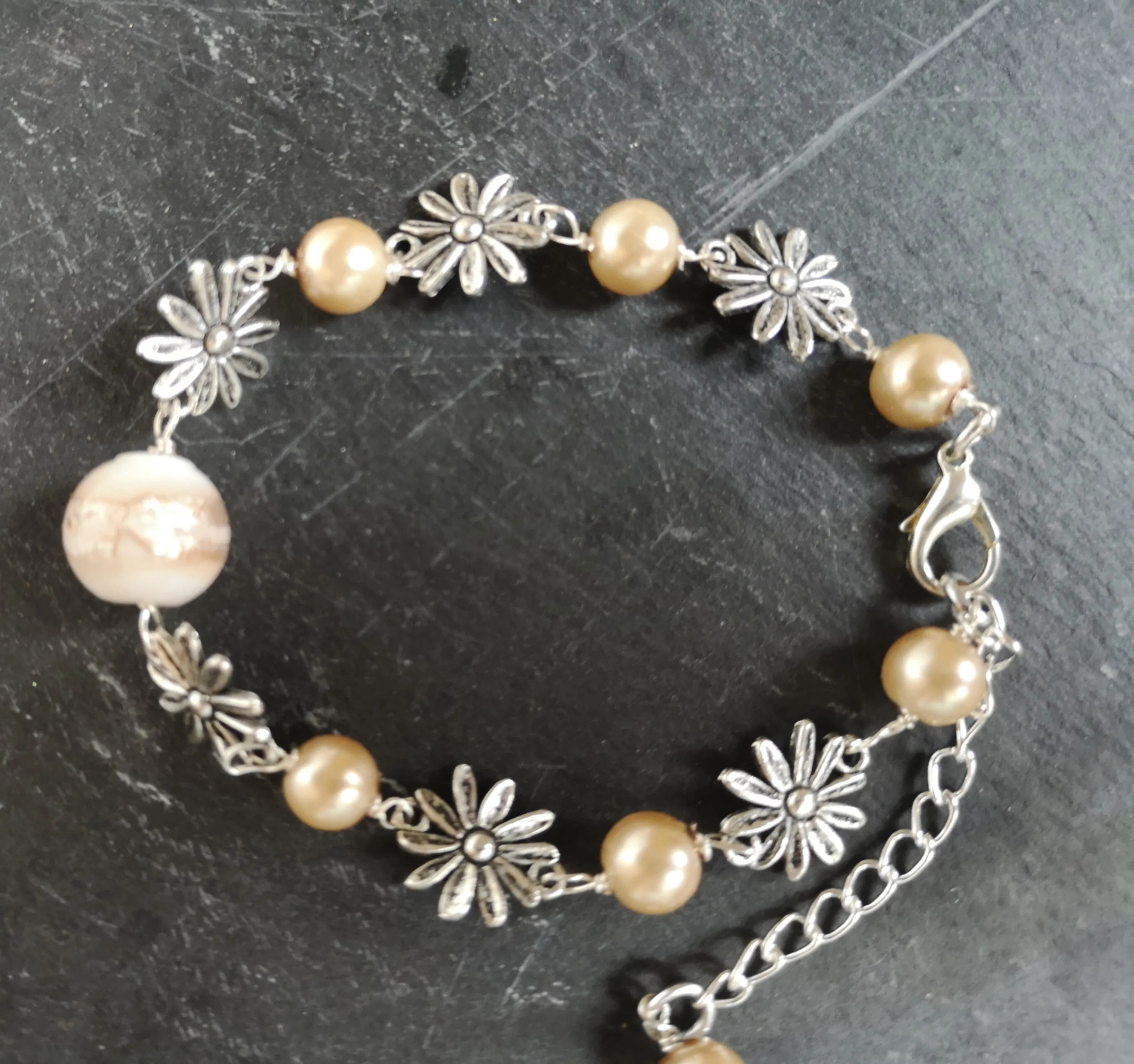 Daisy chain Bracelets, handmade with glass or gemstone beads,