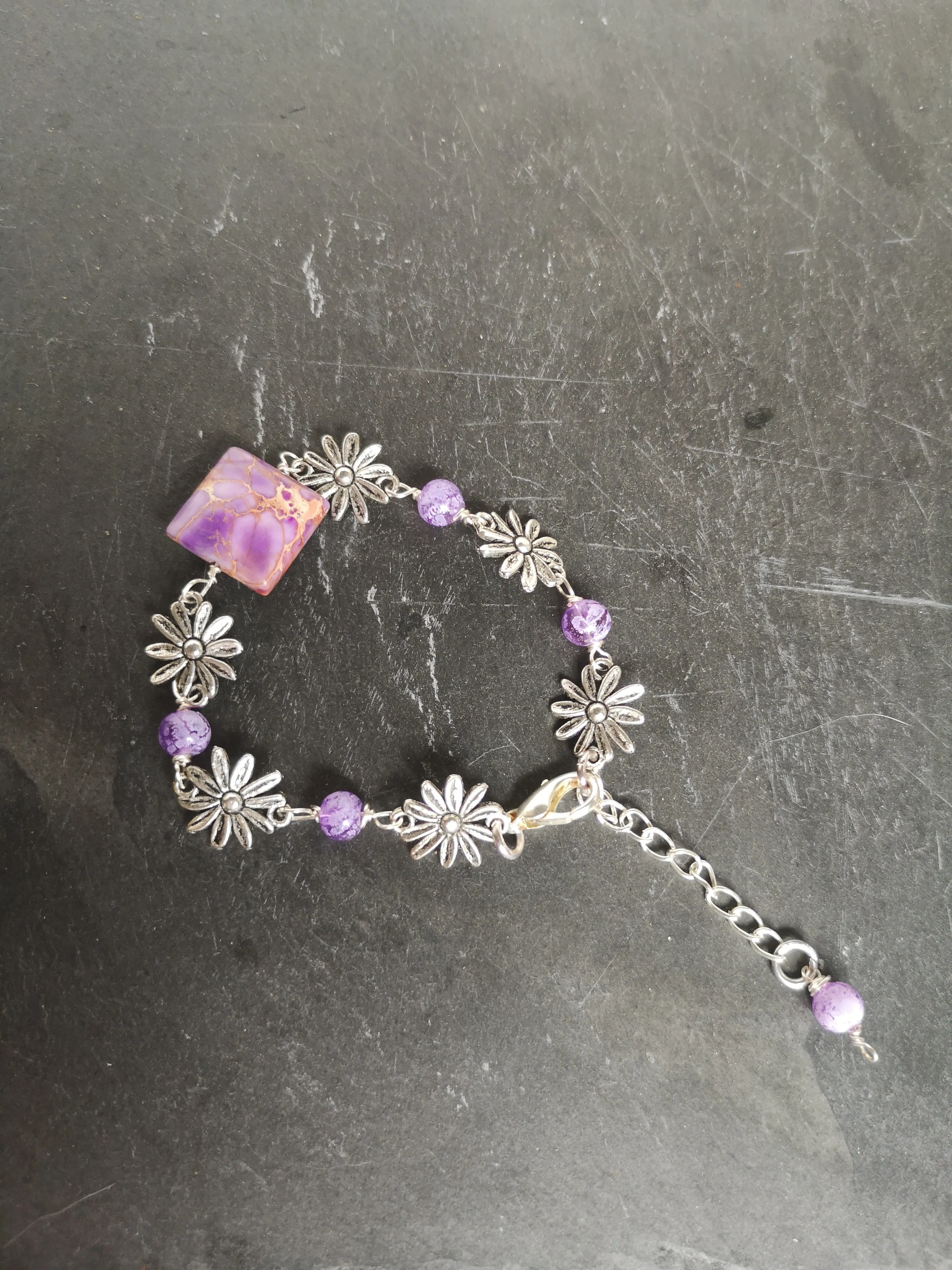 Daisy chain Bracelets, handmade with glass or gemstone beads,