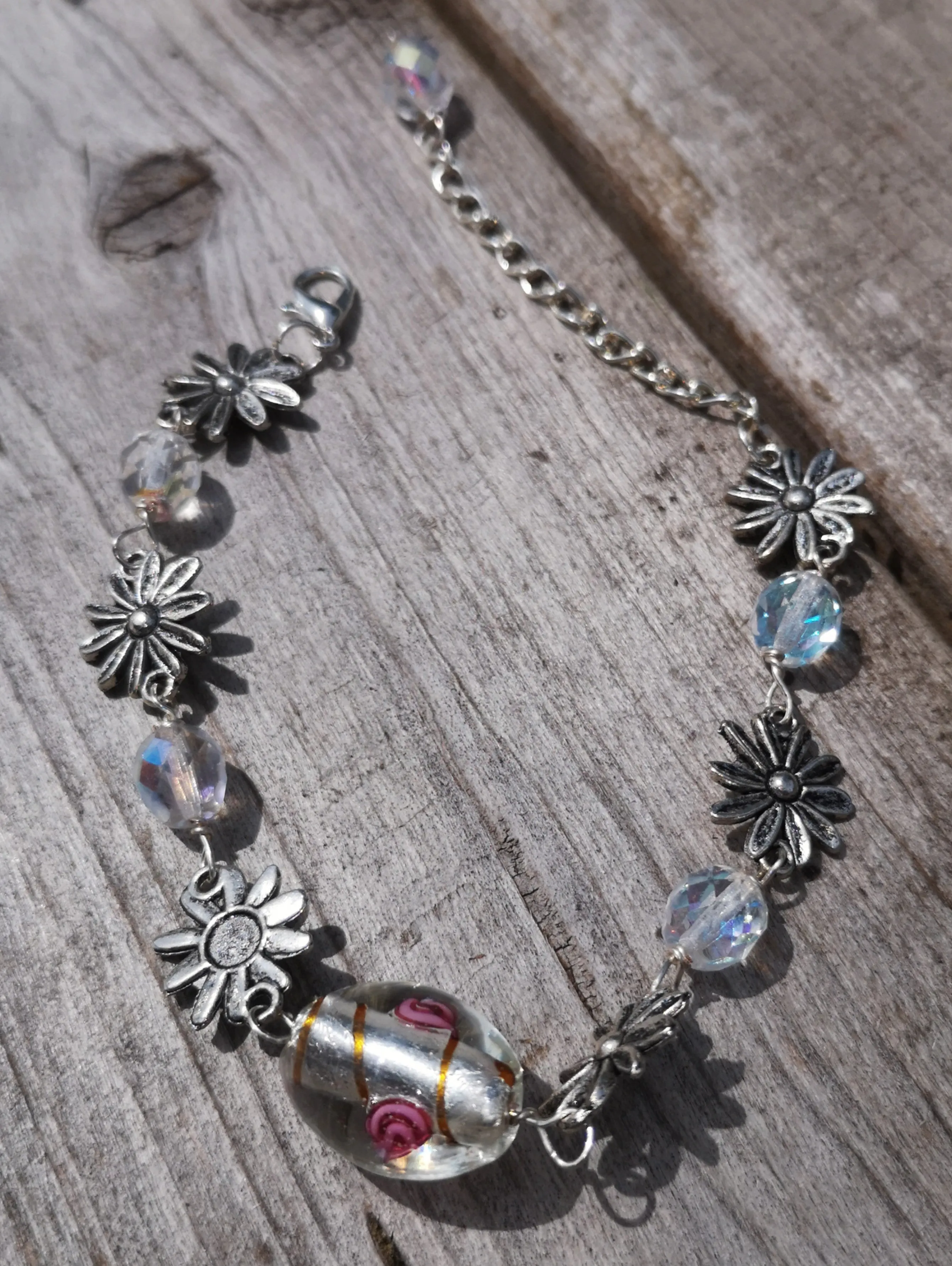 Daisy chain Bracelets, handmade with glass or gemstone beads,