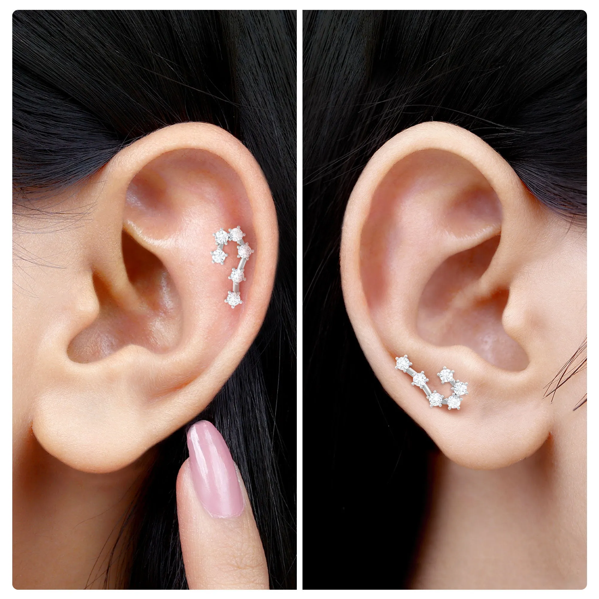 Diamond Cancer Zodiac Ear Crawler Earring