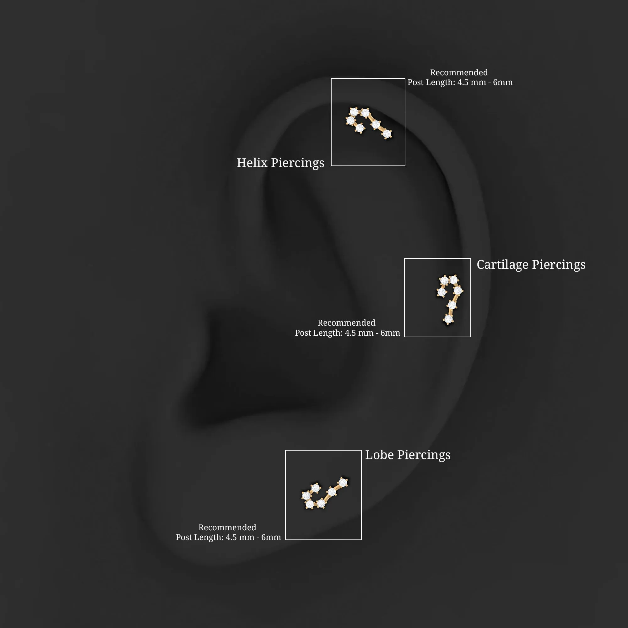 Diamond Cancer Zodiac Ear Crawler Earring