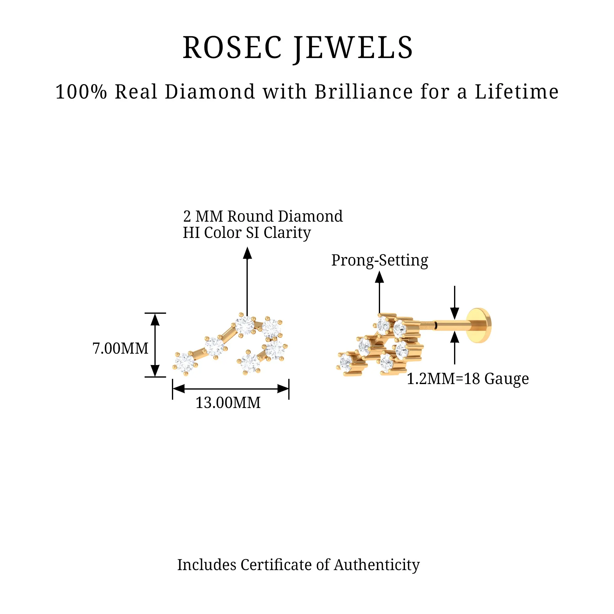 Diamond Cancer Zodiac Ear Crawler Earring