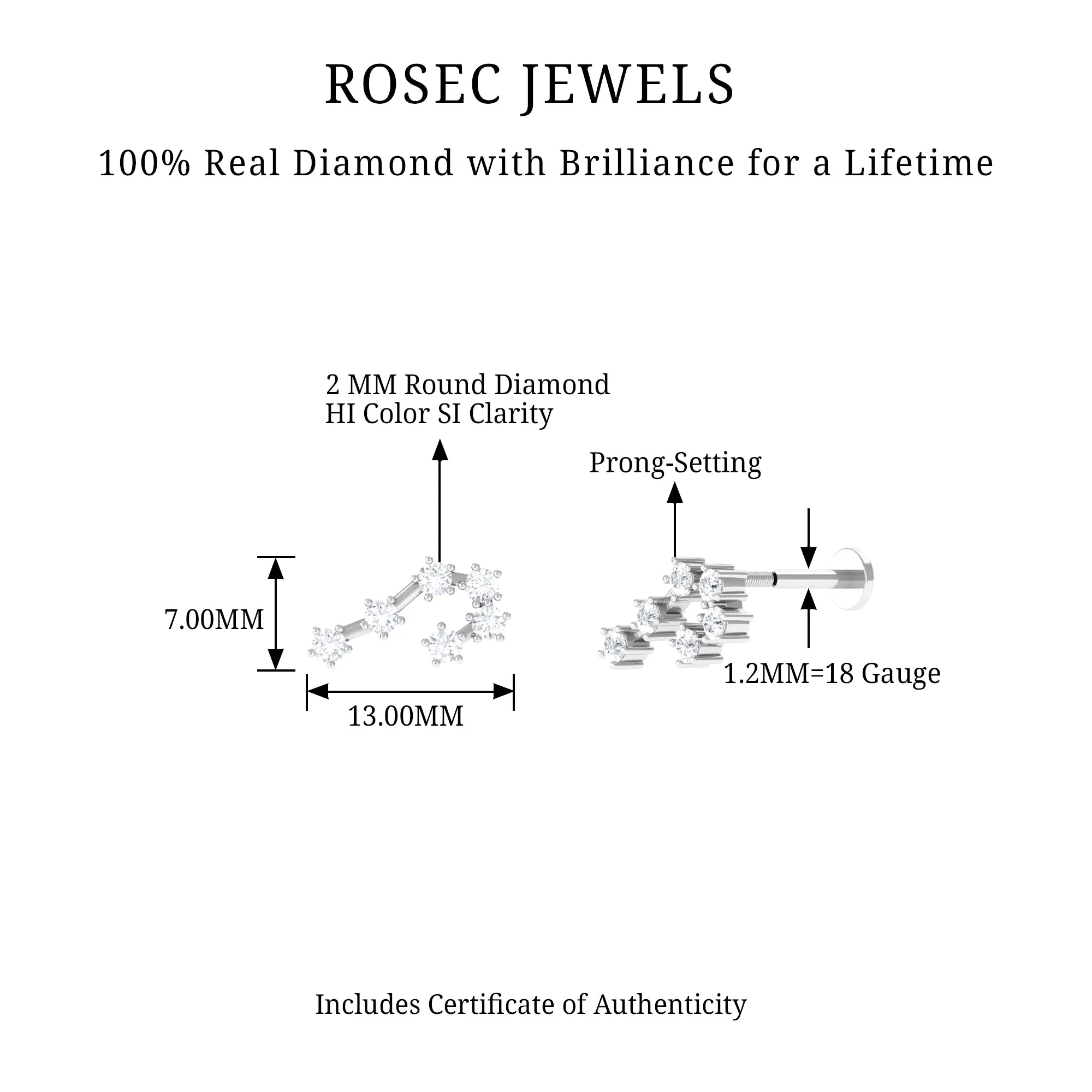 Diamond Cancer Zodiac Ear Crawler Earring