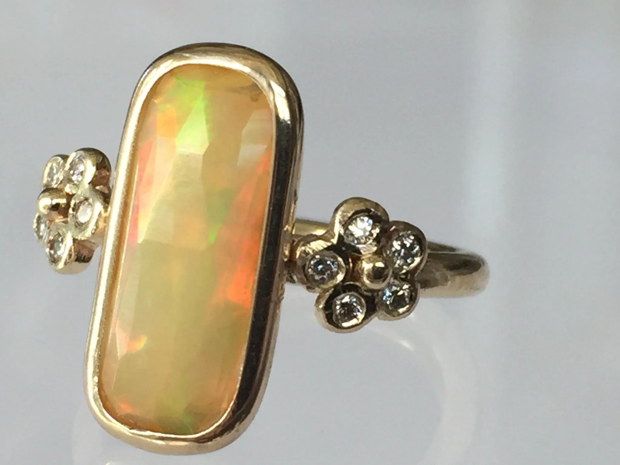 Double Flower and Opal Ring