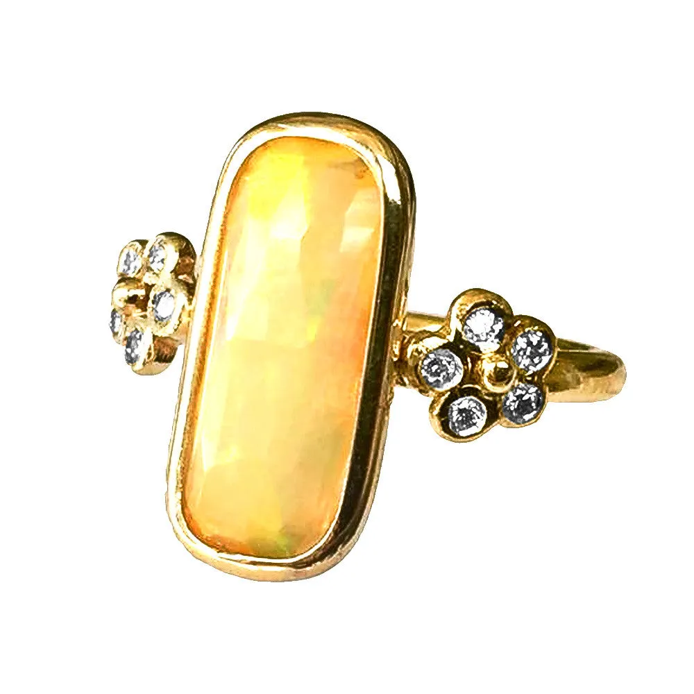 Double Flower and Opal Ring
