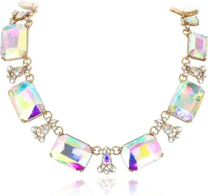 Flyonce Gltitter Crystal Choker Necklace, Sparkly Rhinestone Statement Chokers Necklaces Costume Prom Party Neck Piece for Women