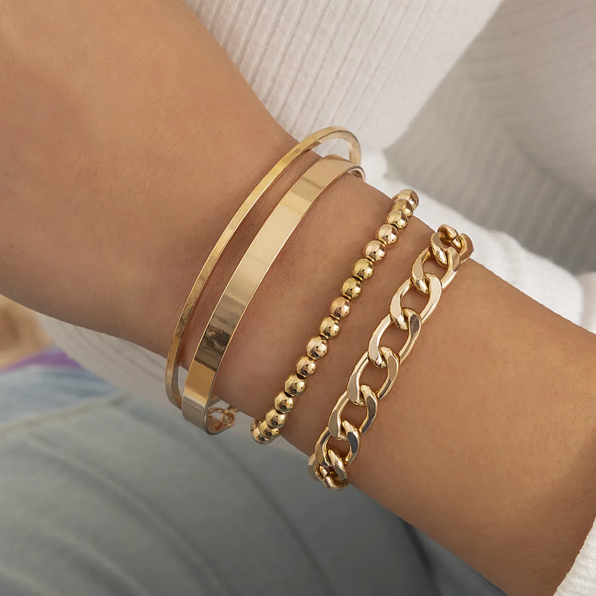 Geometric Light Body Shiny Ethnic Handmade Metal Bracelet
