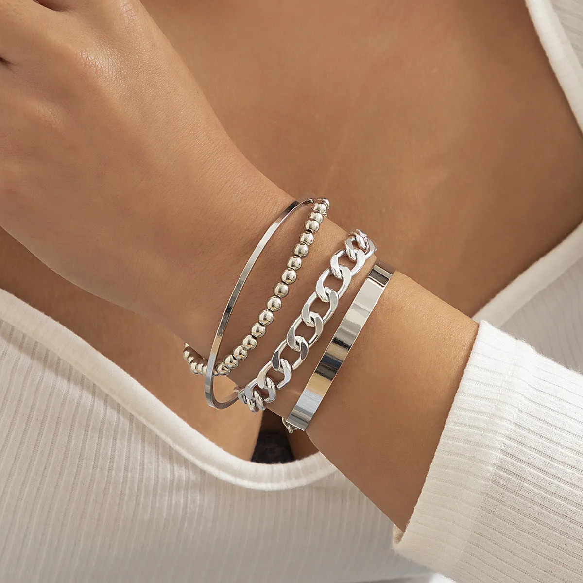 Geometric Light Body Shiny Ethnic Handmade Metal Bracelet