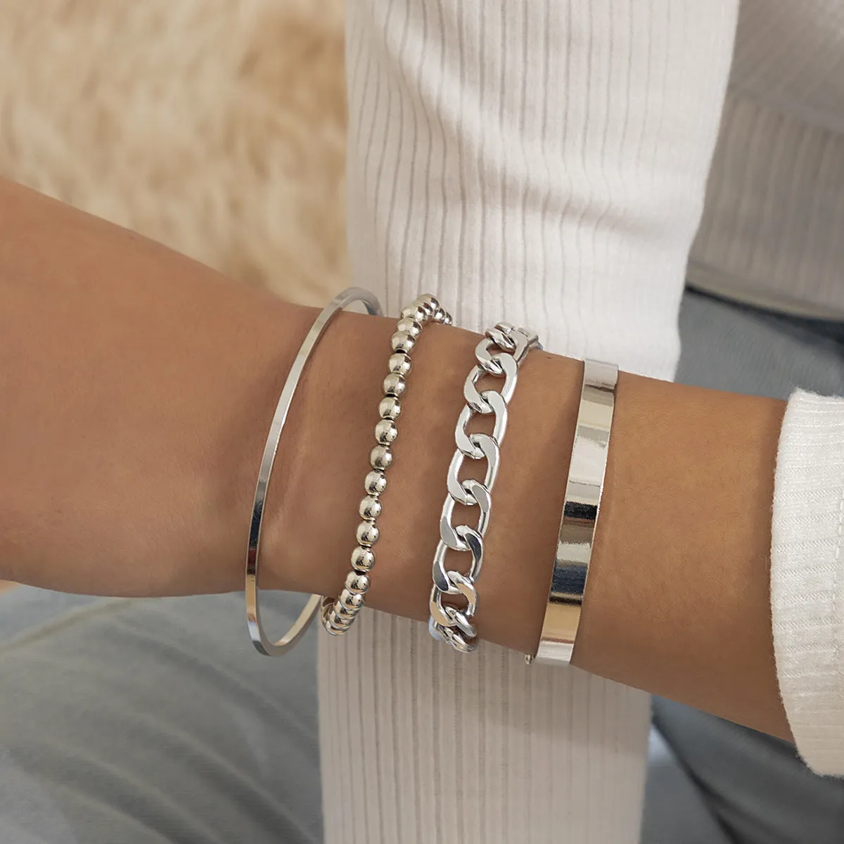 Geometric Light Body Shiny Ethnic Handmade Metal Bracelet
