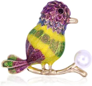 Gold Crystal Animal Brooches for Womne Elegant Rhinestone Enamel Parrot Brooch Pins Fashion Jewelry Accessories for Women Gift