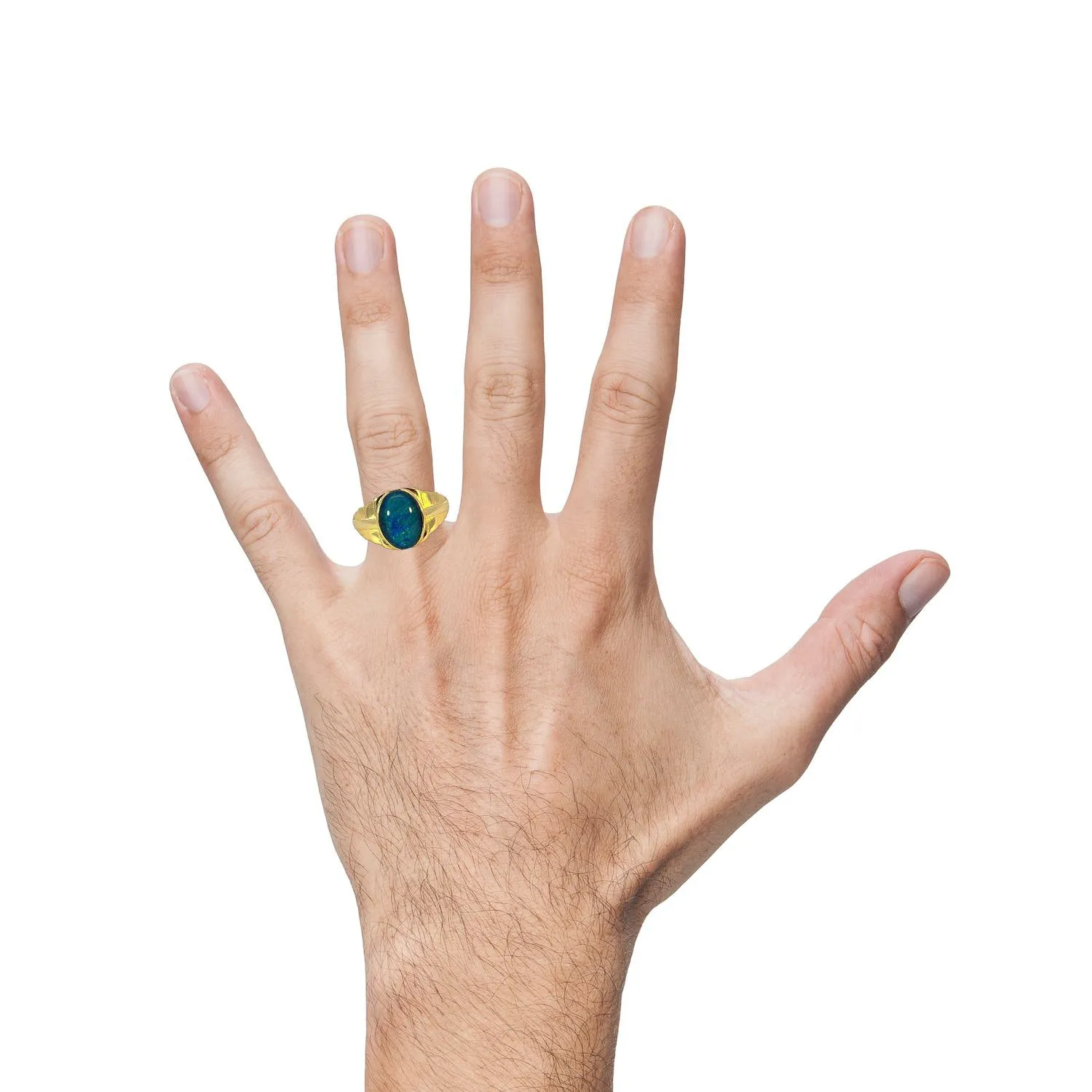 Gold plated Sterling Silver 14x10mm Opal triplet stepped design gents ring