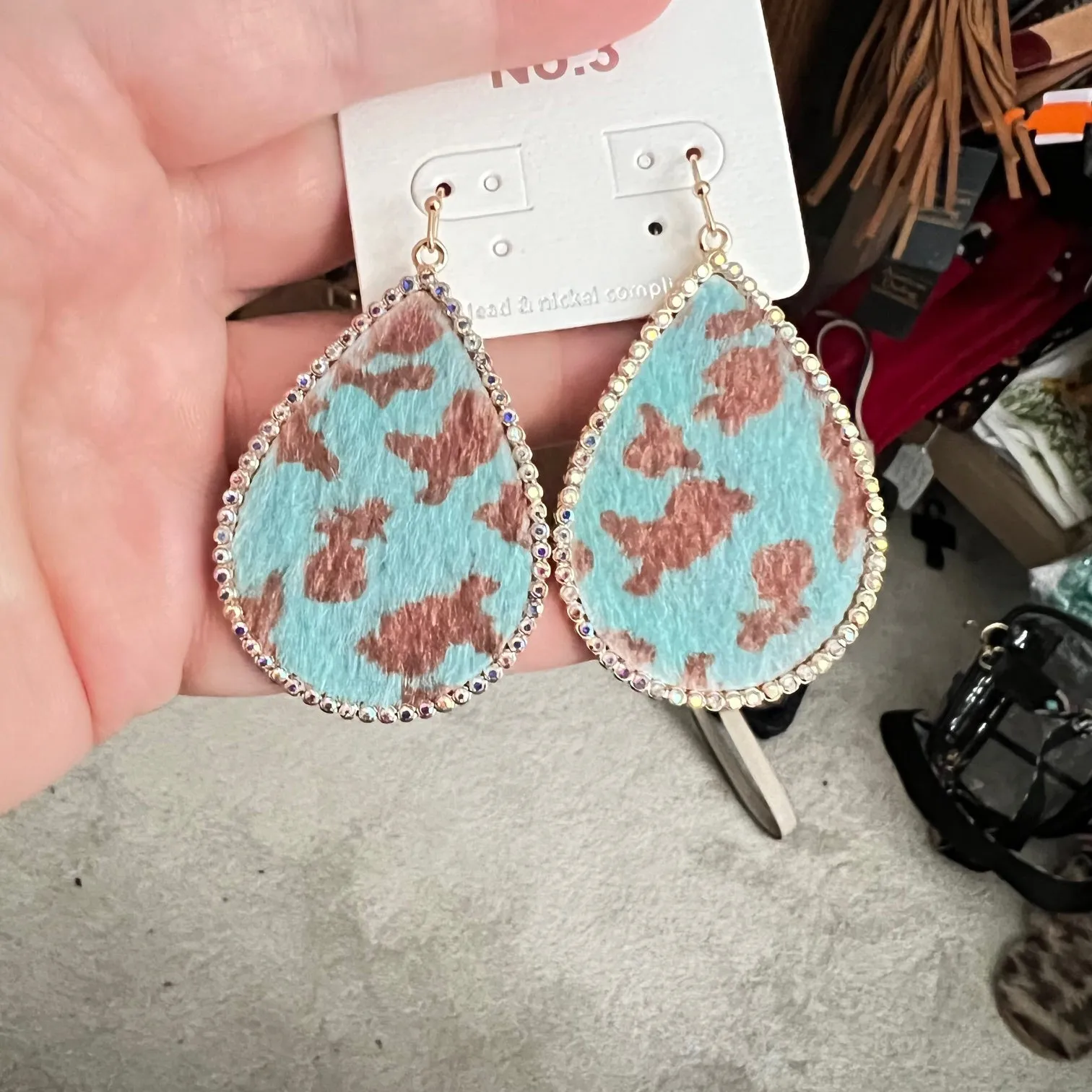 Hair on Hide Jewel Teardrops Multi