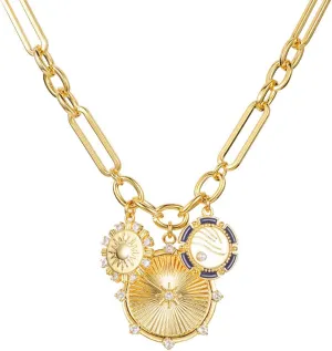 HETICA Chunky Gold Necklace for Women, Heart Pendants Necklace Sun Flower Necklace Fashion Hip Hop Choker Gift