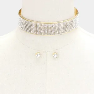 iLLASPARKZ Crystal banded metal choker necklace