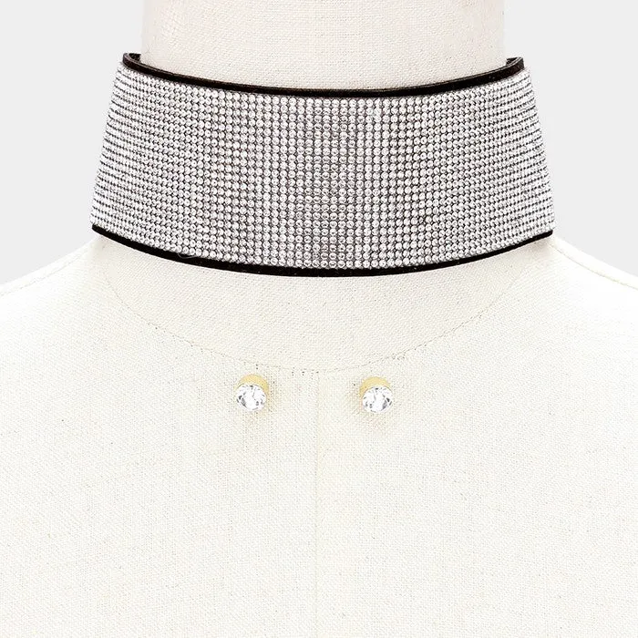 iLLASPARKZ Crystal banded wide felt back choker necklace