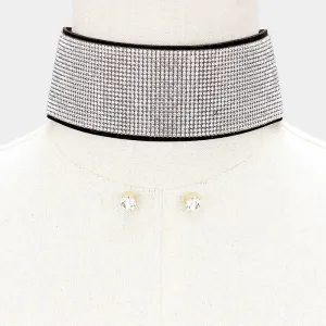 iLLASPARKZ Crystal banded wide felt back choker necklace