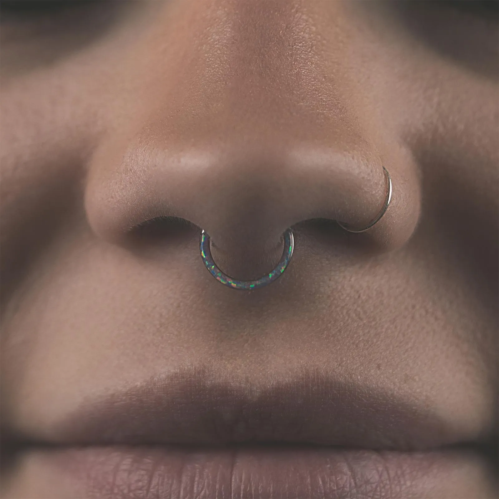 Inlaid Flash Lavender Synth Opal Titanium Septum Clicker