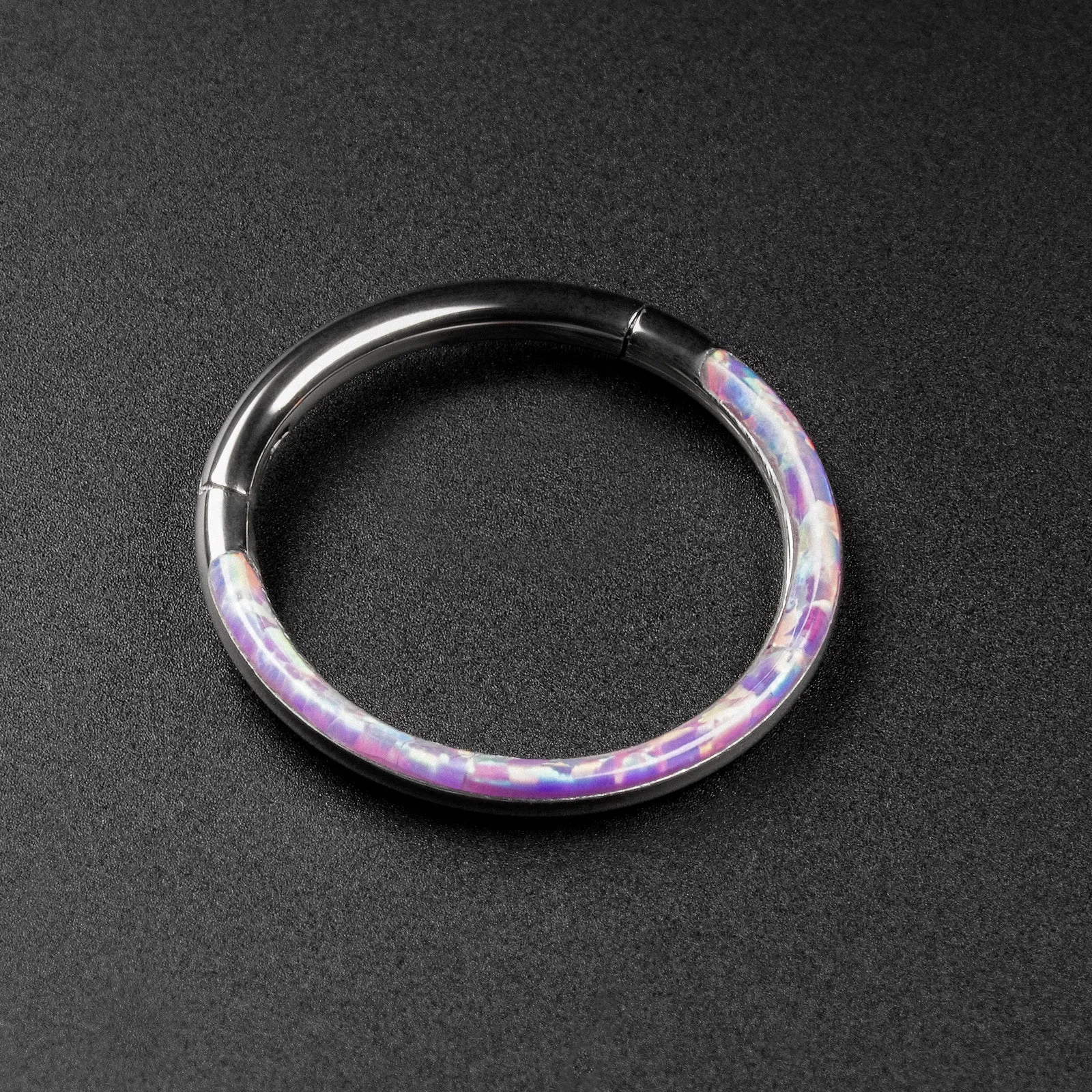 Inlaid Flash Lavender Synth Opal Titanium Septum Clicker