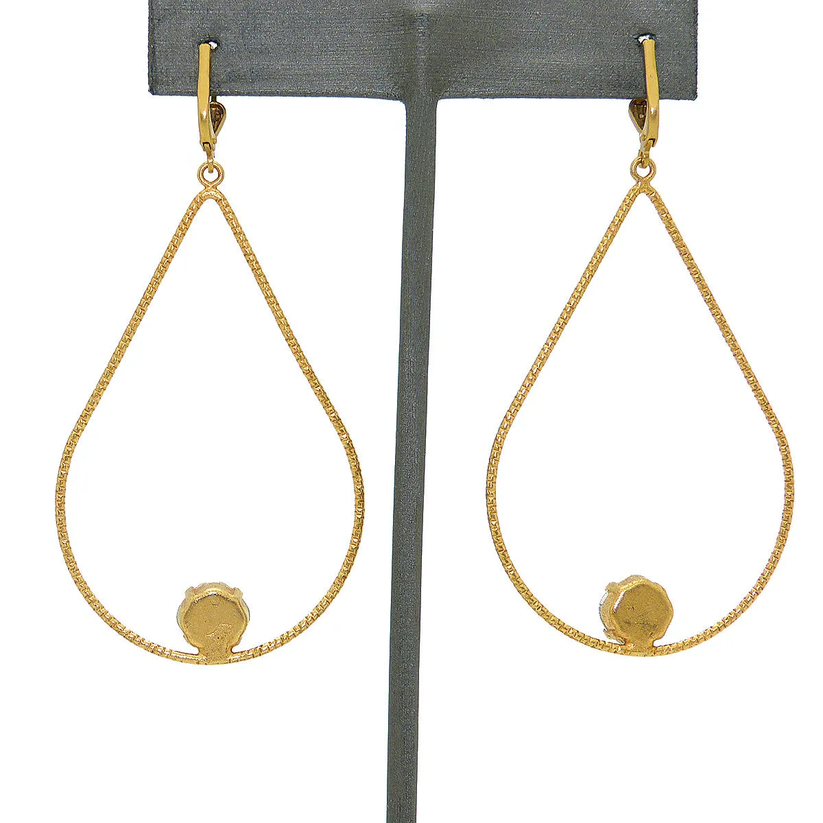 La Vie Parisienne Large Teardrop Gold Hoop Earrings with Crystal 9522G Catherine Popesco