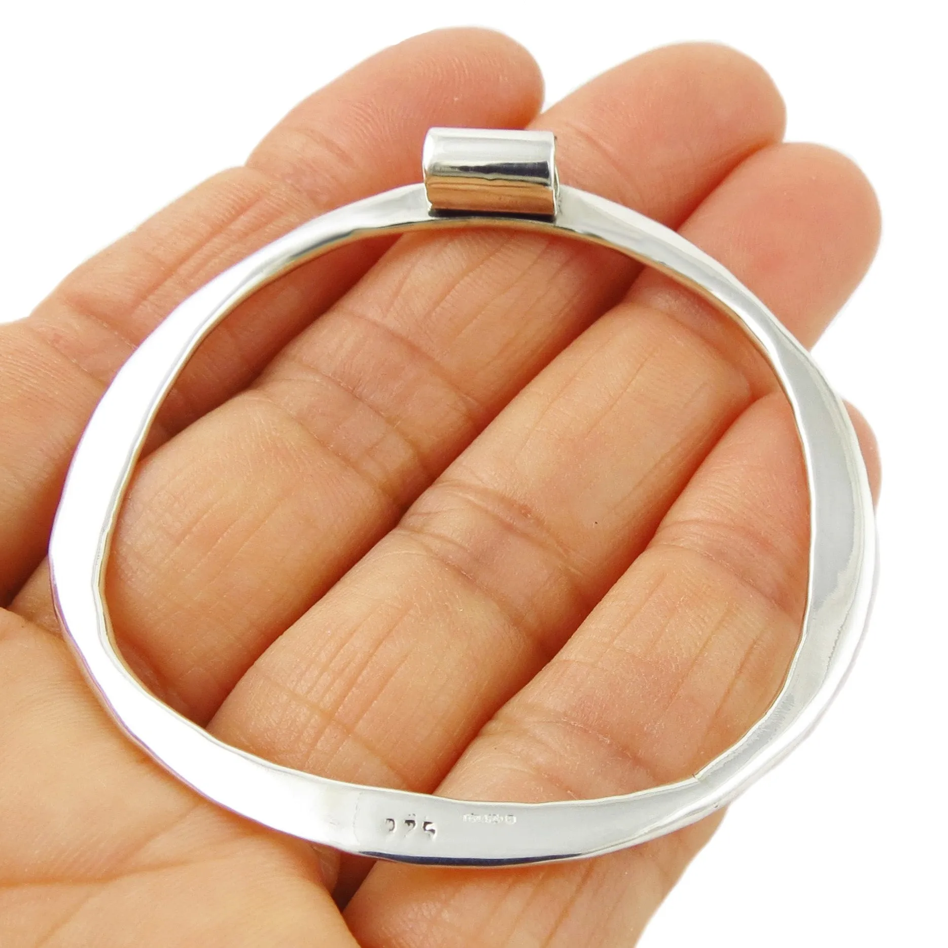Large Hammered Sterling Silver Circle Pendant