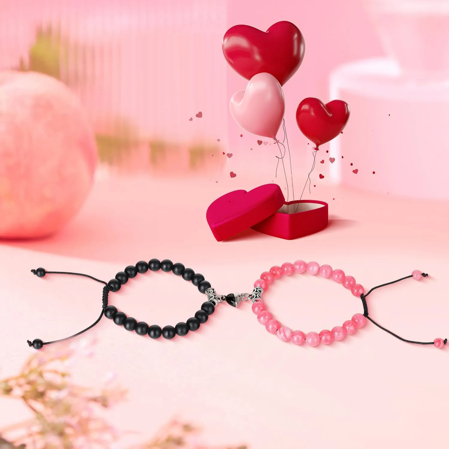 Magnetic Bracelets for Couples Love Bracelets Distance Natural Beaded Bracelet Relationship Gifts Couple Bracelets for Boyfriend and Girlfriend Valentines Day Gifts
