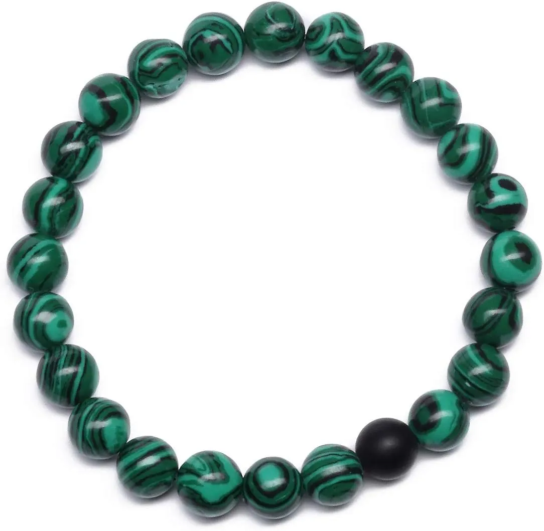 MengPa Mens Beaded Bracelets Couples Matching Bracelet Set Lava Rock Beads for Women Stone Jewelry