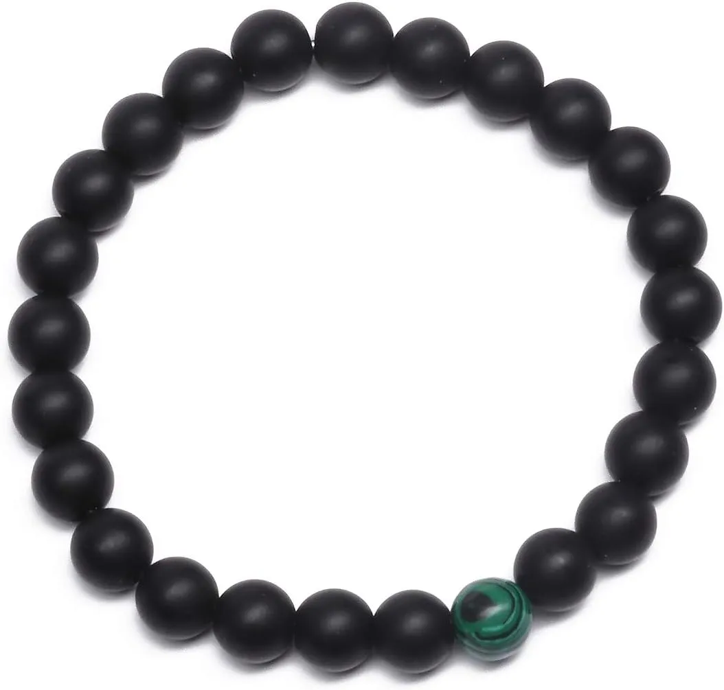 MengPa Mens Beaded Bracelets Couples Matching Bracelet Set Lava Rock Beads for Women Stone Jewelry