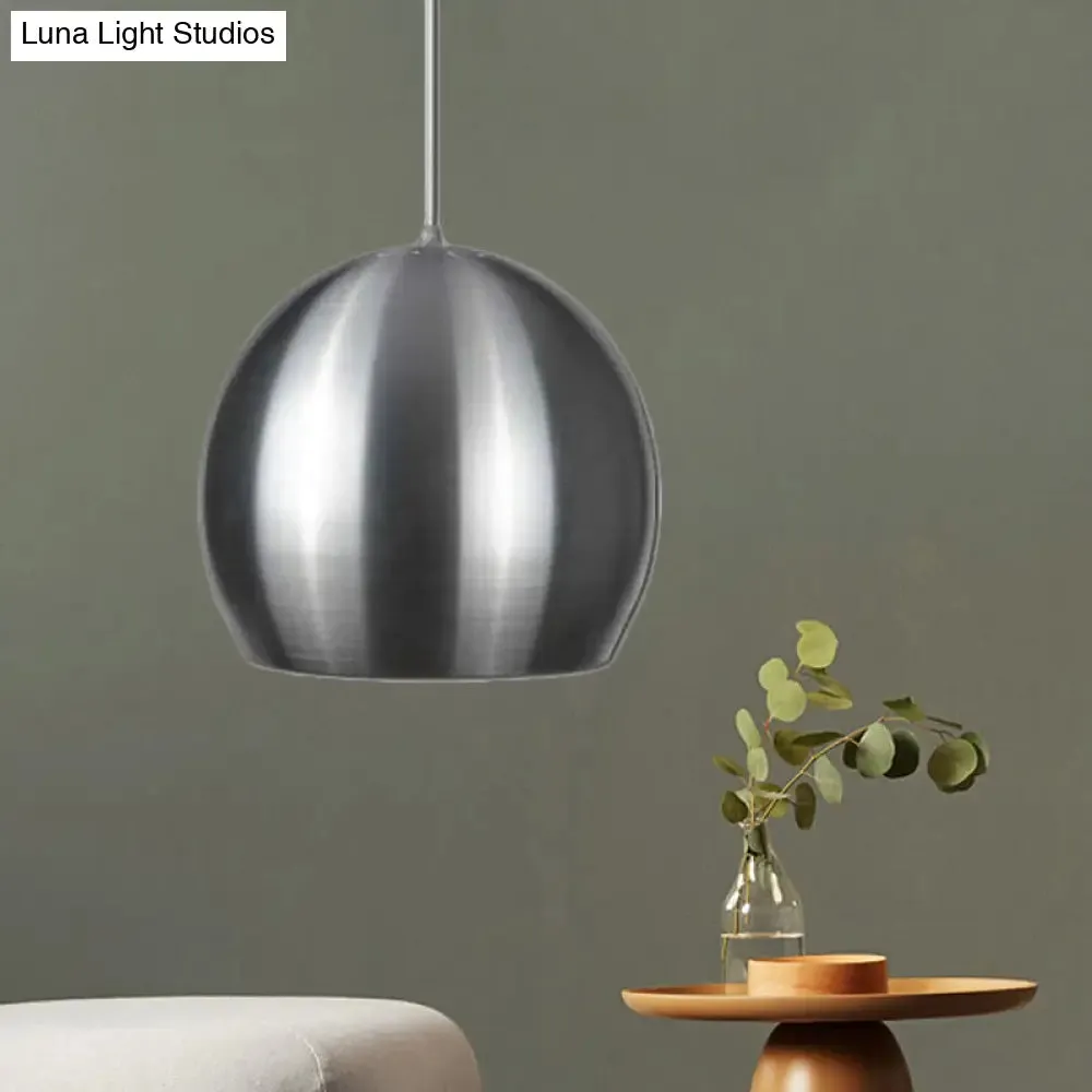 Modern Satin Nickel Dome Pendant Light Fixture with Pierced Design